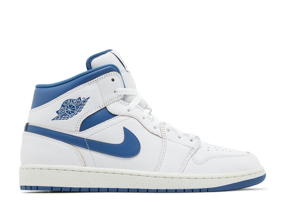 Air Jordan 1 Mid White/Blue Retro Sneakers Men's Size 10